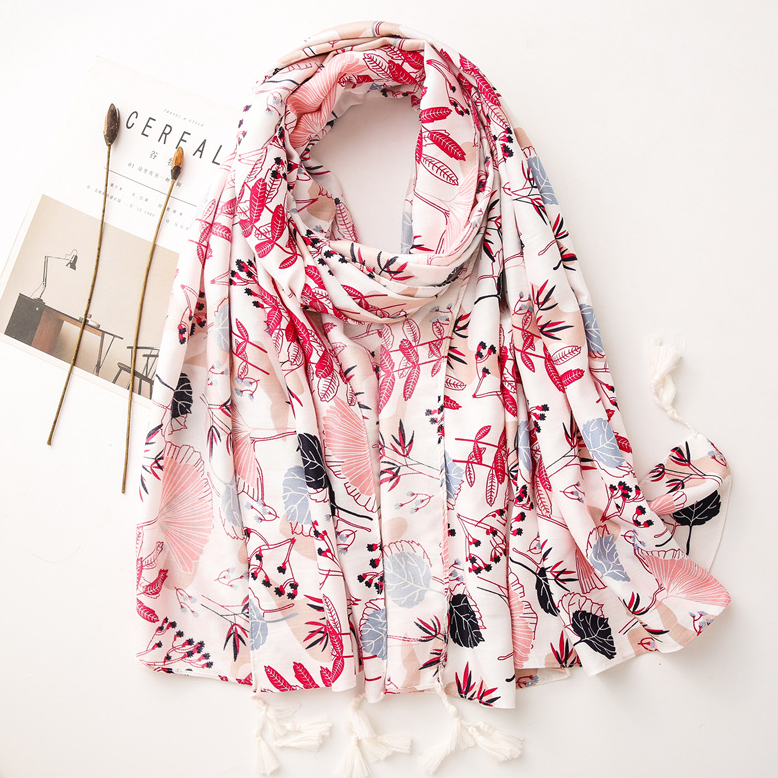 Fashion long thin wrap with floral Arabic lady's headscarf