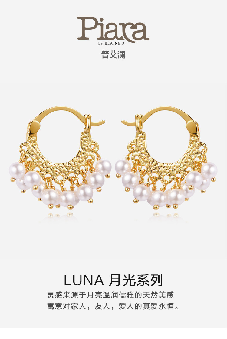New European and American handmade 18K gold plated natural gem earrings