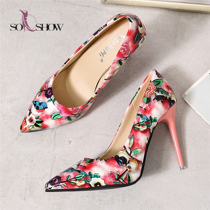 Wholesale the latest fashion print summer Middle East ladies high heels