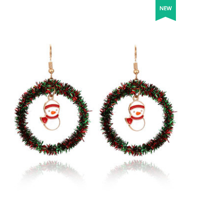 Creative hand-knitted character Christmas tree sika deer earrings
