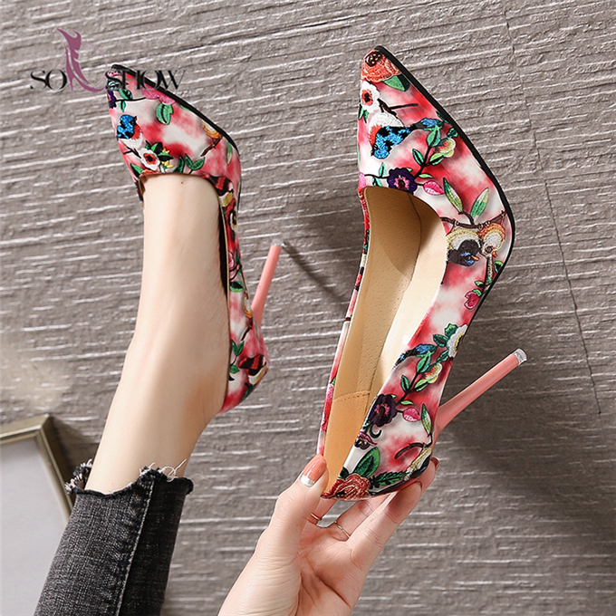 Wholesale the latest fashion print summer Middle East ladies high heels