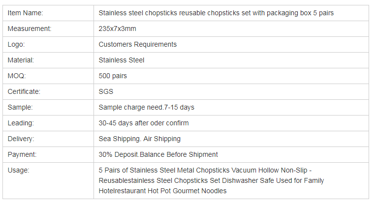 Wholesale metal 5 Double belt Gift Box Of Southeast Asian chopsticks