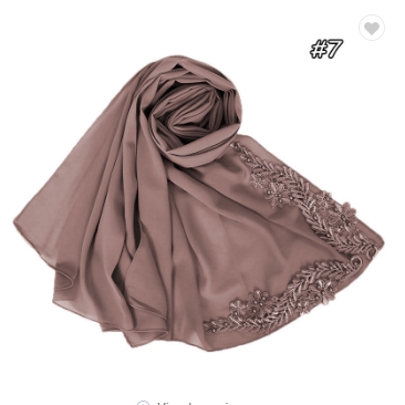 Embroidered printed pearl chiffon Arab women's scarf