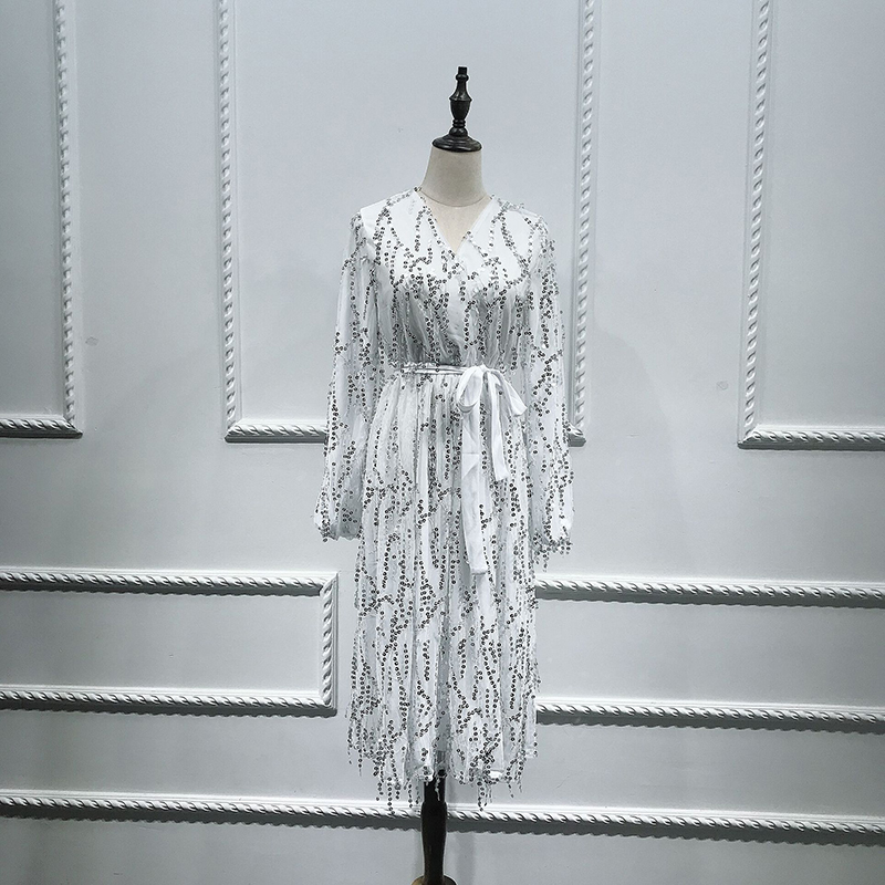Women's high-end dubai tourism sequined dress robes