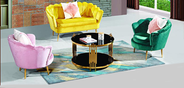 Modern top gold stainless steel Thailand coffee table