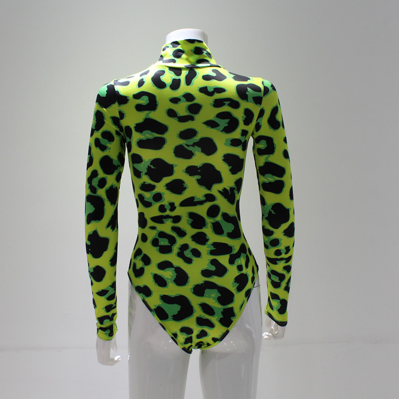 European and American fashion creative leopard print tight show thin sexy women onesie