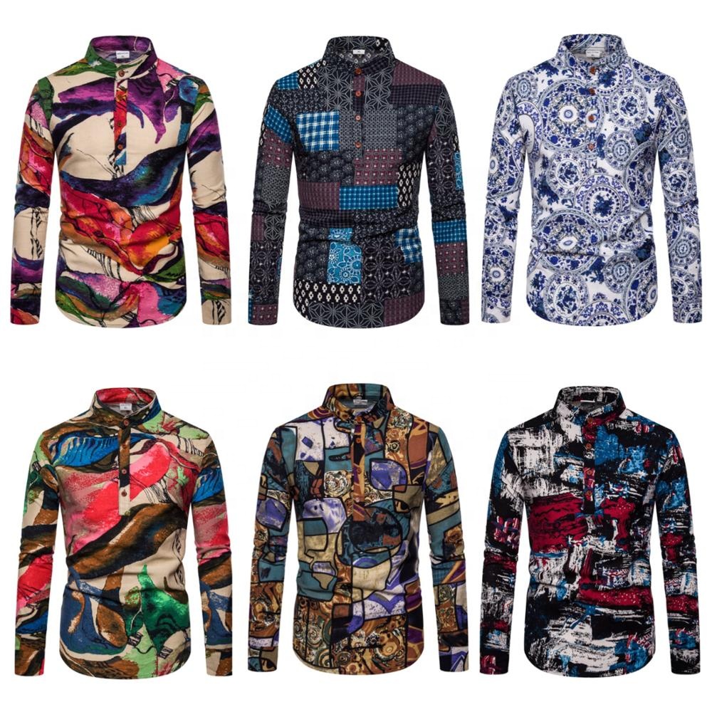 Hot printing African men long-sleeved shirt