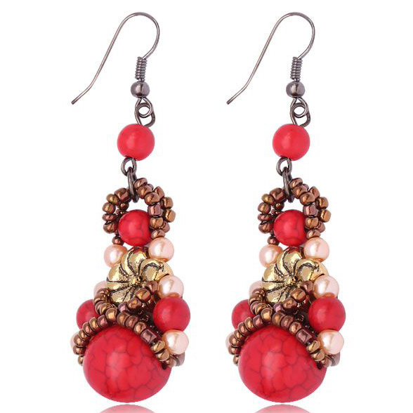 Ling Da accessories red bean acacia original Valentine's Day earrings