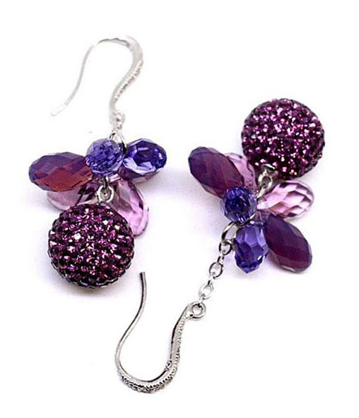 Bohemian long purple tassel earrings