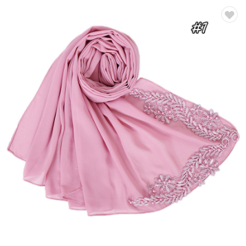 Embroidered printed pearl chiffon Arab women's scarf