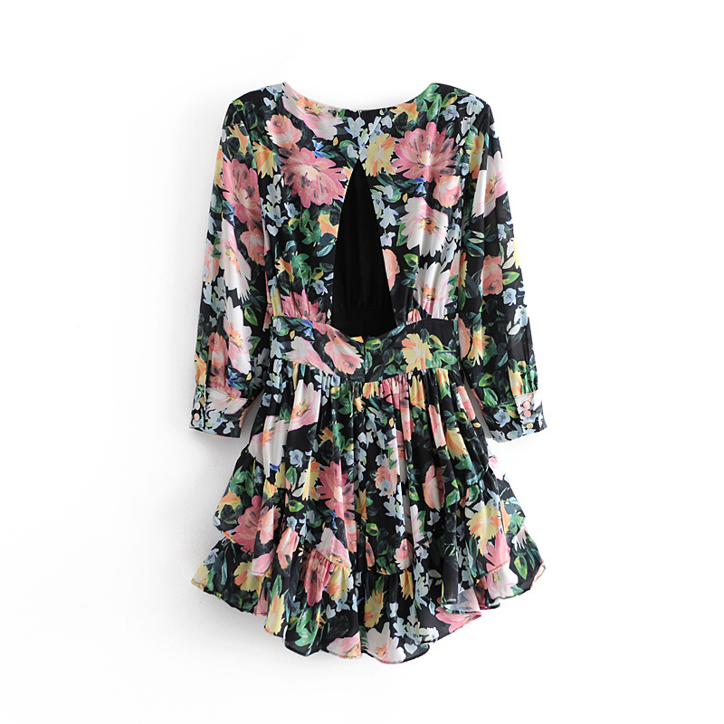 Europe and the United States new couture show thin restoring ancient ways falbala mini dress
