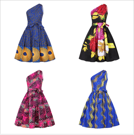 Wholesale Ready To Ship Sublimation Women New African kenre slim Print Kitenge Designs lastest clothing fashion Dress