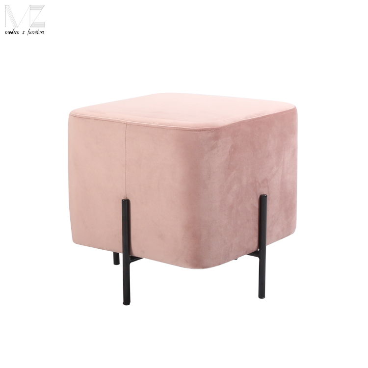 Contemporary square module velvet Thailand makeup stool