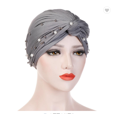 Plain pearl Arab women's cotton hat