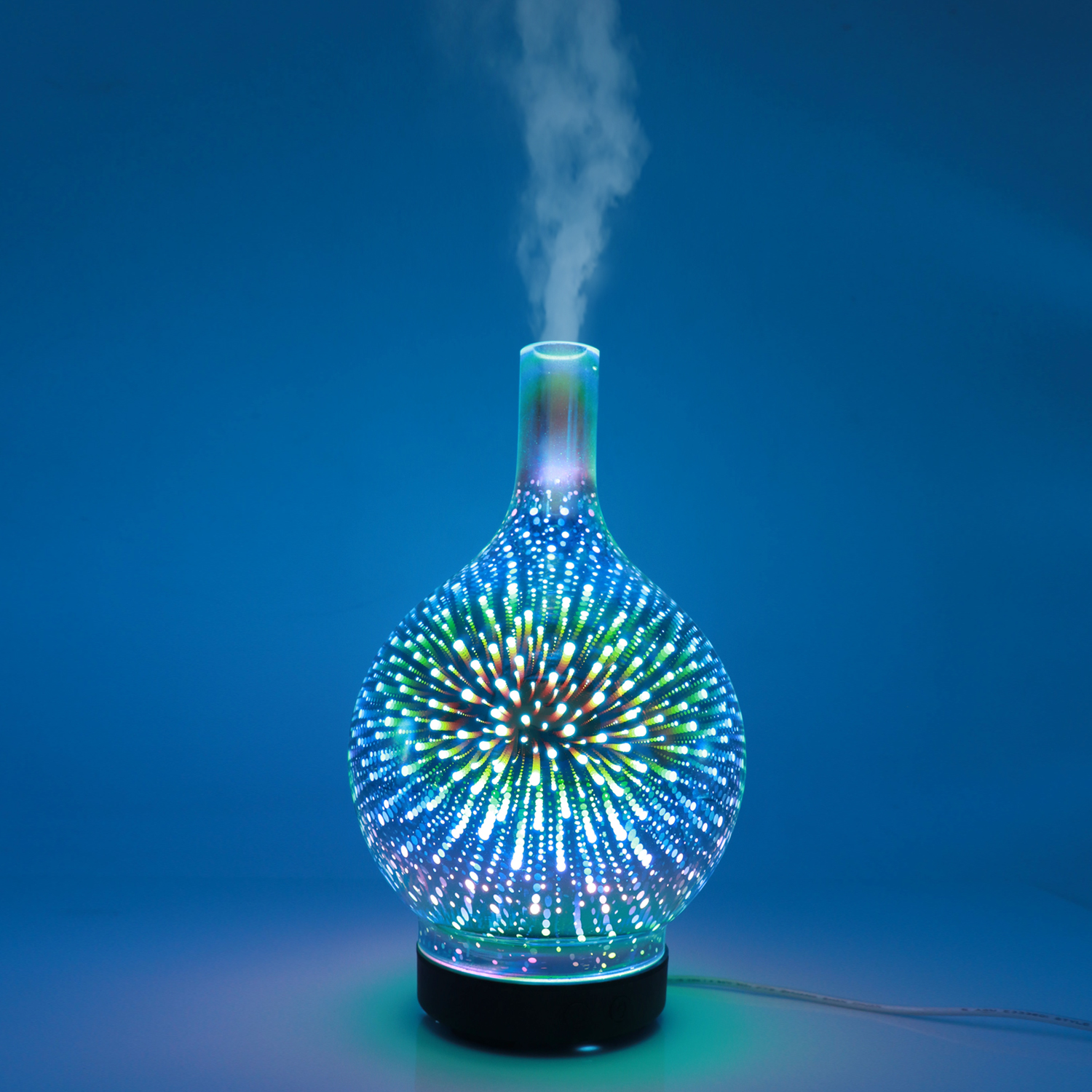 Colorful luminous fireworks pattern glass aromatherapy machine