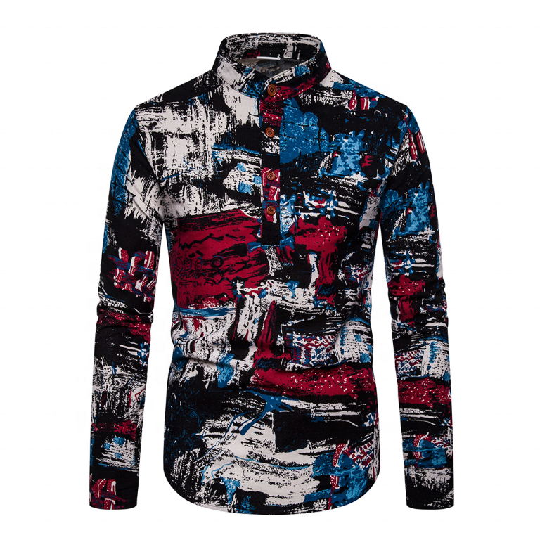 Hot printing African men long-sleeved shirt