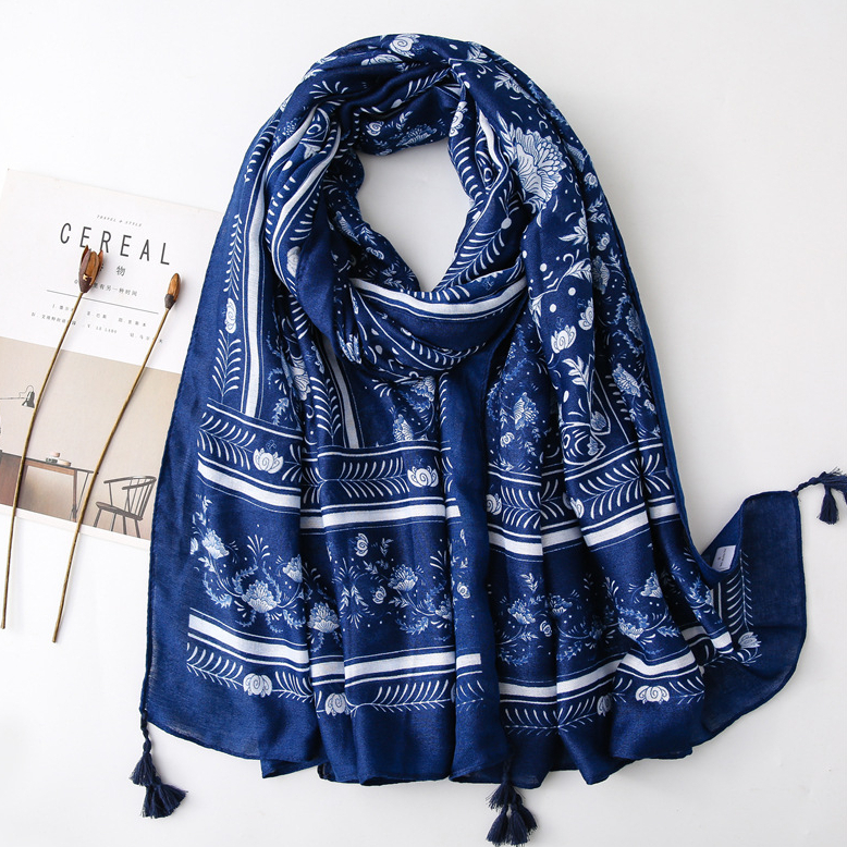 Muslim long cotton printed Arabic headscarf