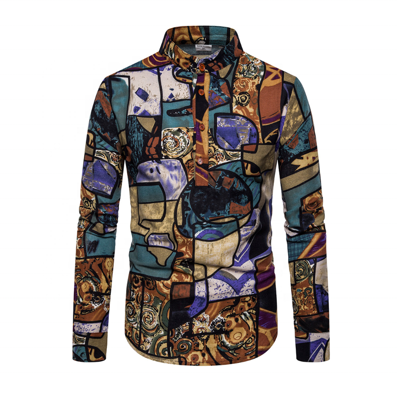 Hot printing African men long-sleeved shirt
