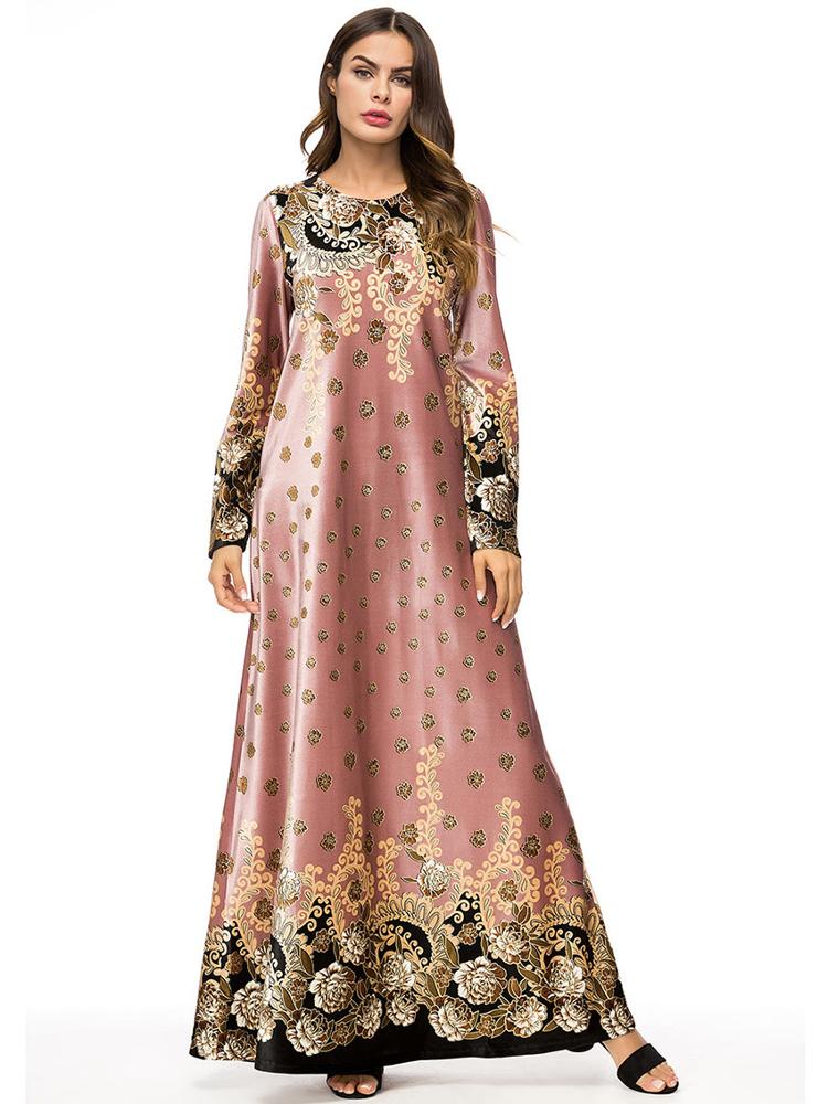 Turkish robe kimono long sleeve fashion boutique print swing skirt