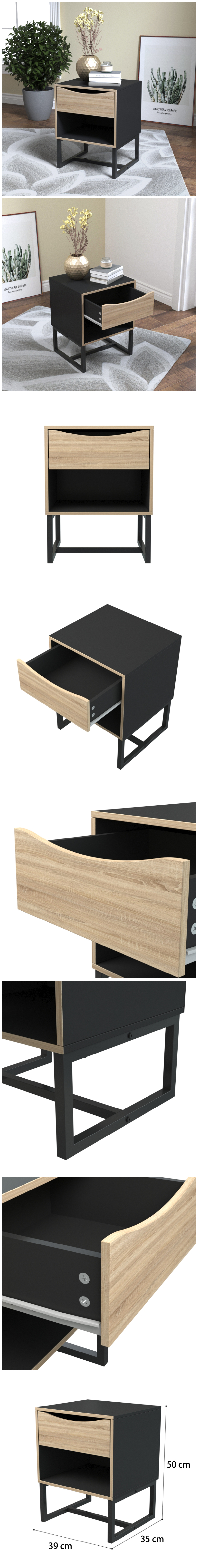 Cheap MDF wood black nightstand