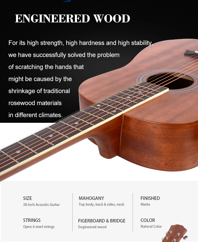 Manufacturer of Mahogany 38-inch travelling African guitar