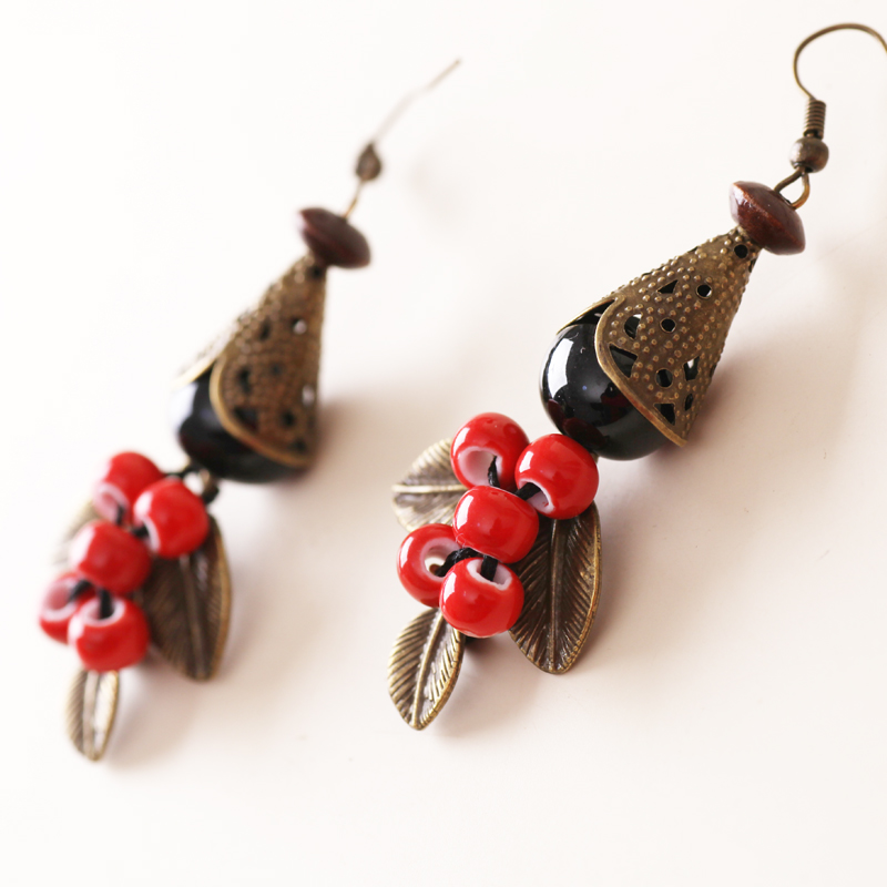 Jingdezhen jewelry handmade ethnic wind ceramic earrings