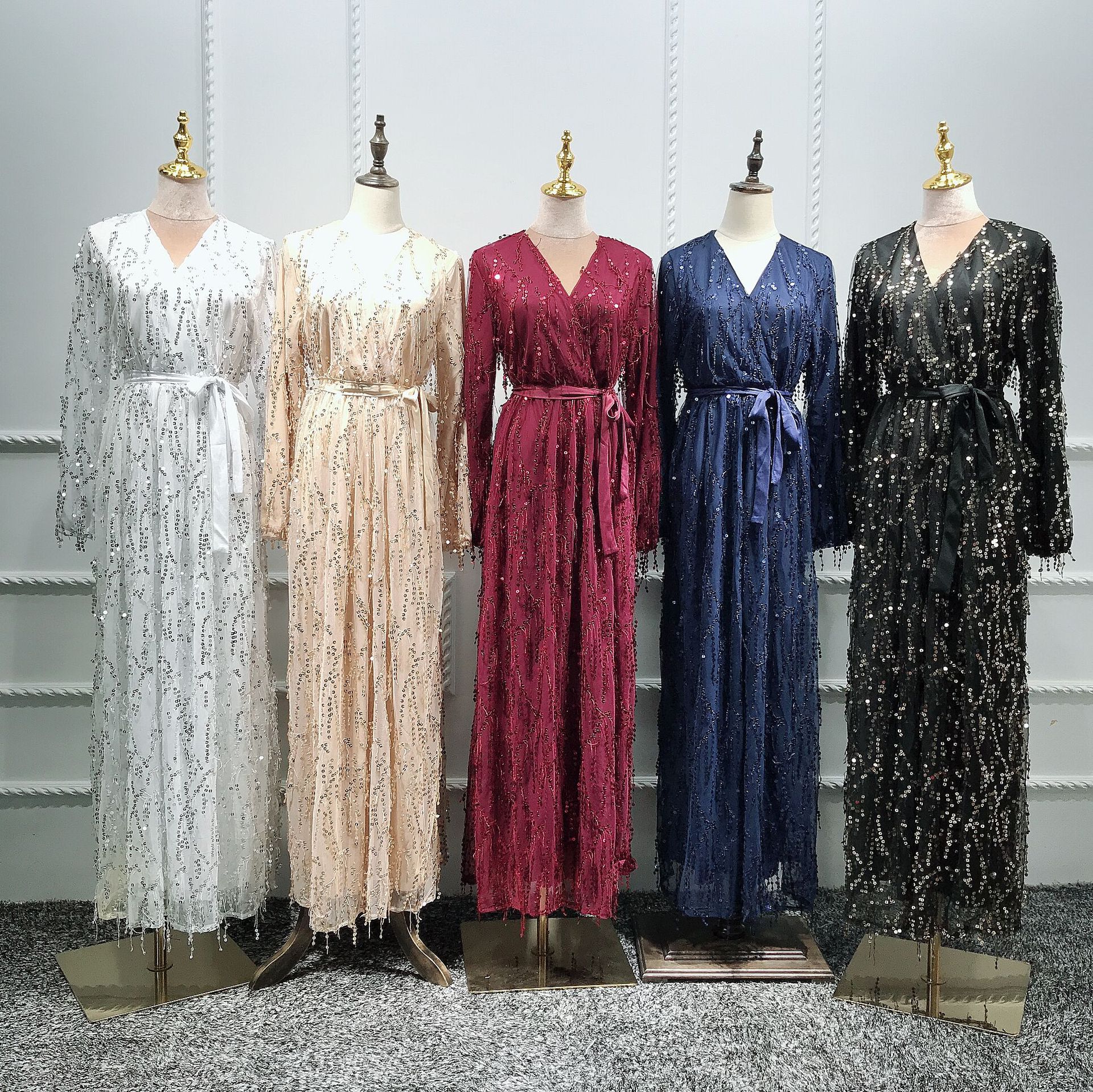 Women's high-end dubai tourism sequined dress robes