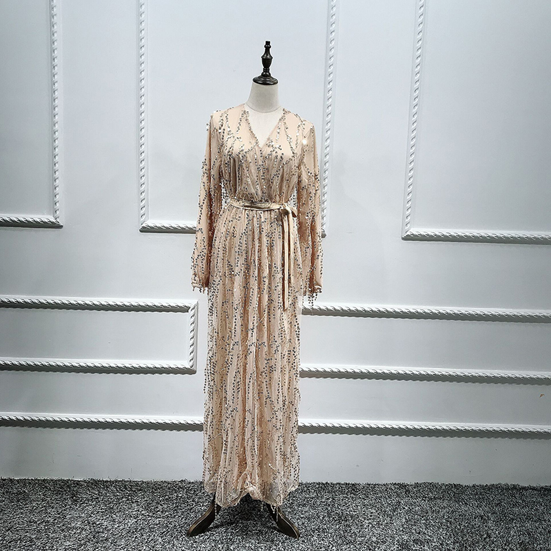 Women's high-end dubai tourism sequined dress robes