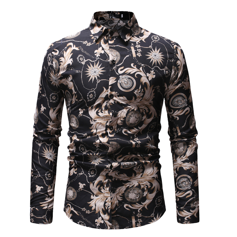 New trade printed lapel African men's shirt