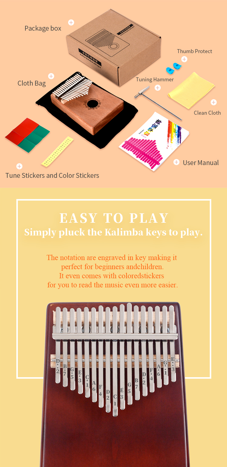 Ready to ship 17 keys elementary African thumb piano