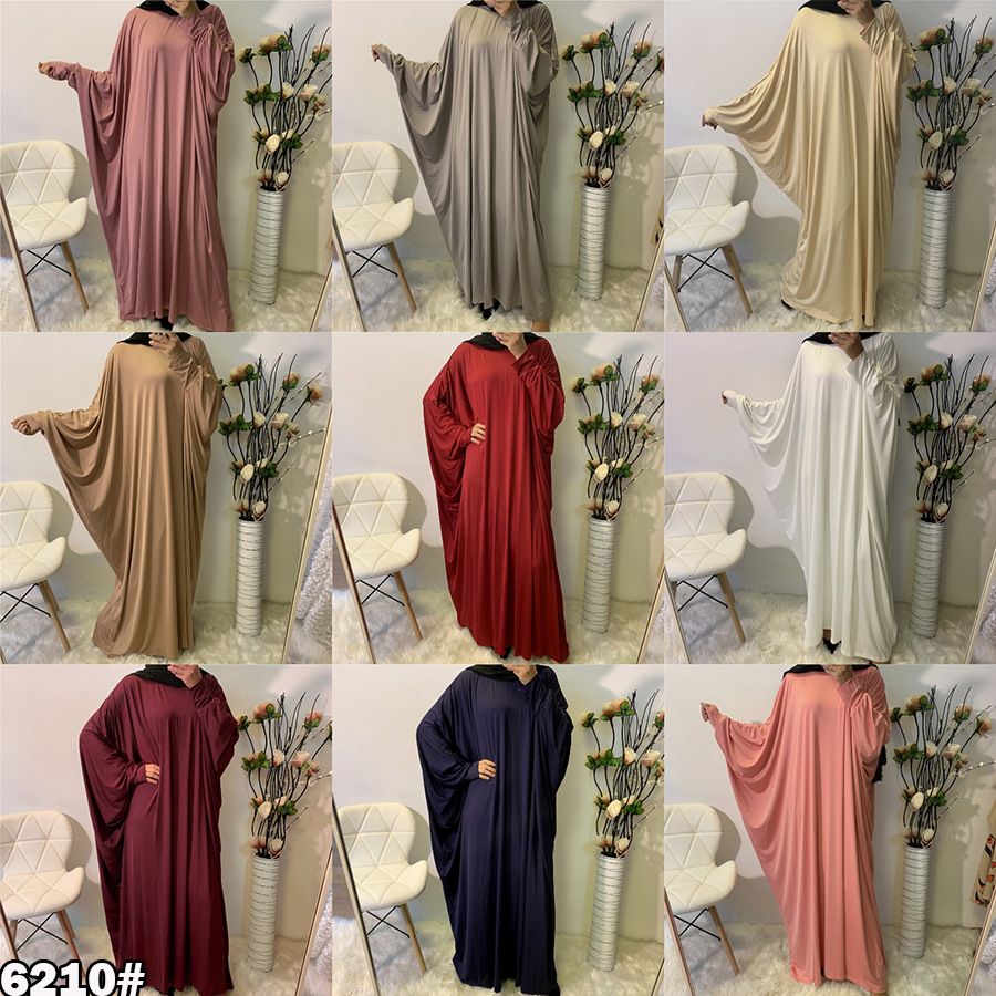 Popular leisure pure color round collar Arab women burqa