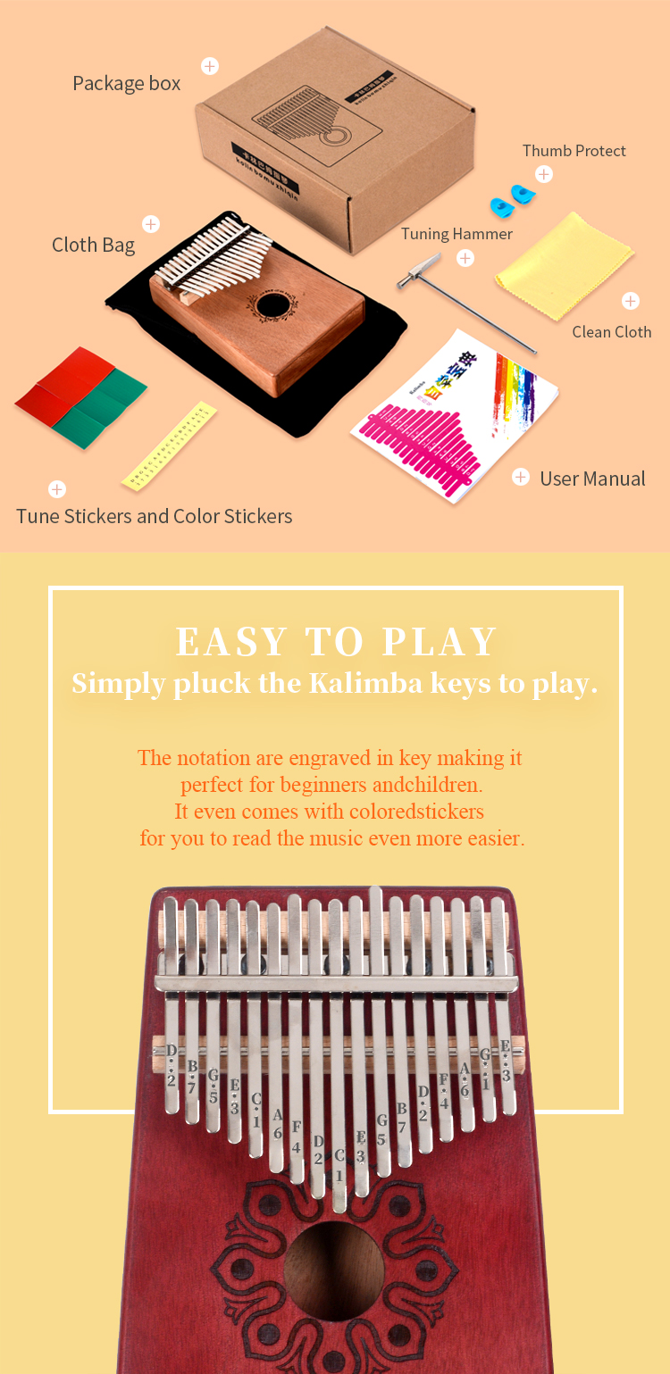Custom children's 17-key African thumb piano