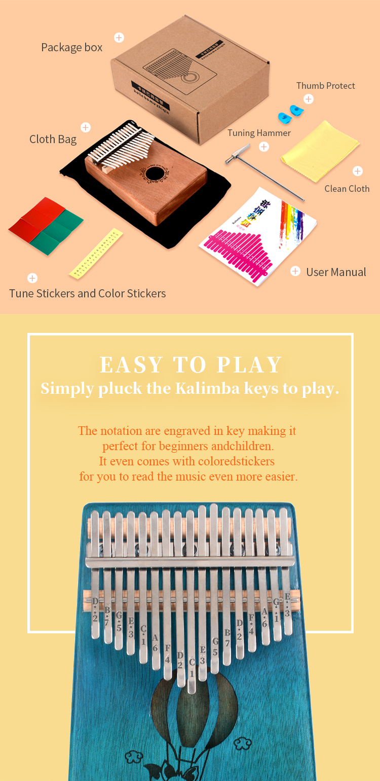 Top selling 17 key Solid African thumb piano