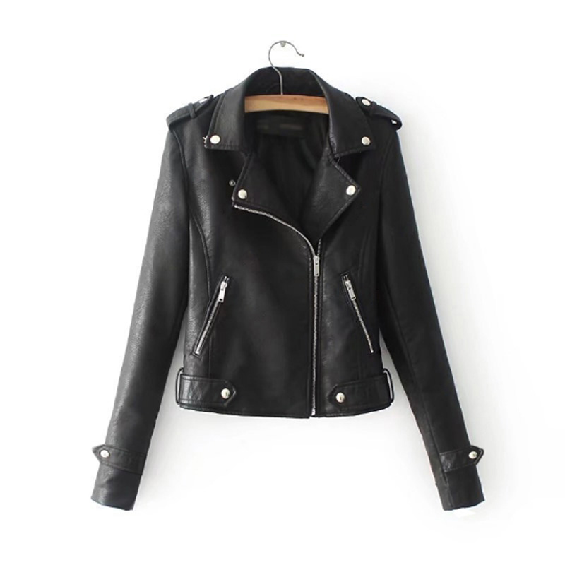 Europe and The United States fall new women's pocket zipper sexy slim motorcycle jacket