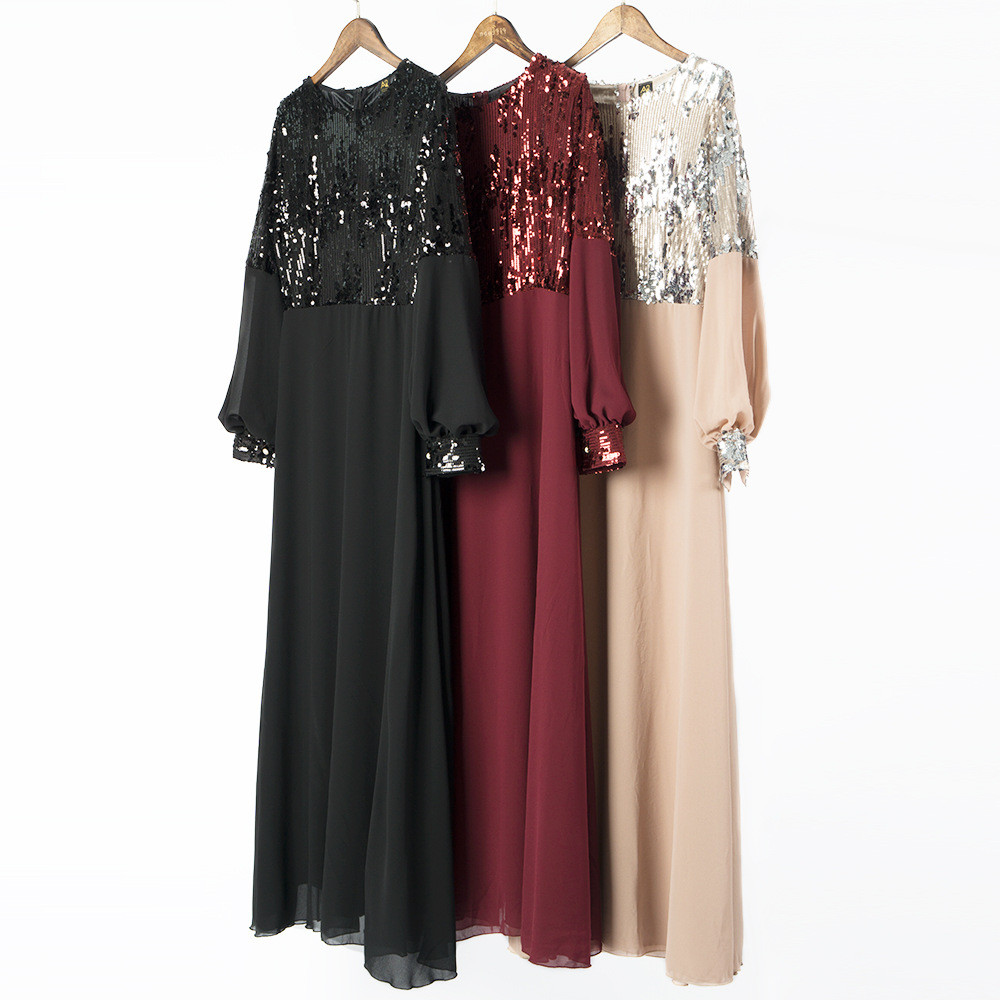 Aliexpress embroidery sequins for chiffon Muslim robes