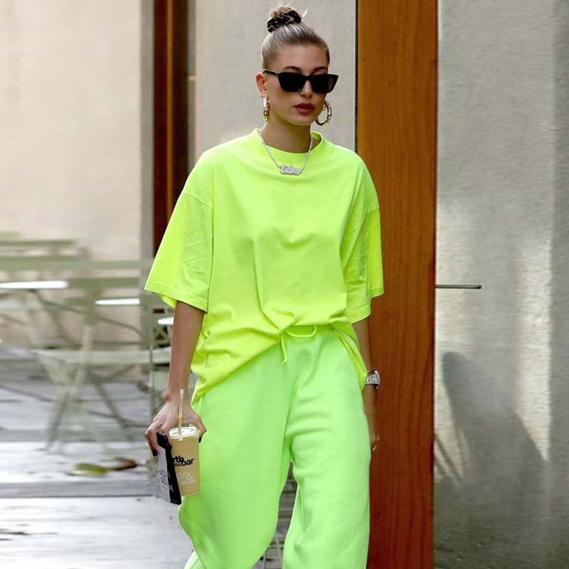 European and American fluorescent green loose and slim fashion versatile women's T-shirt