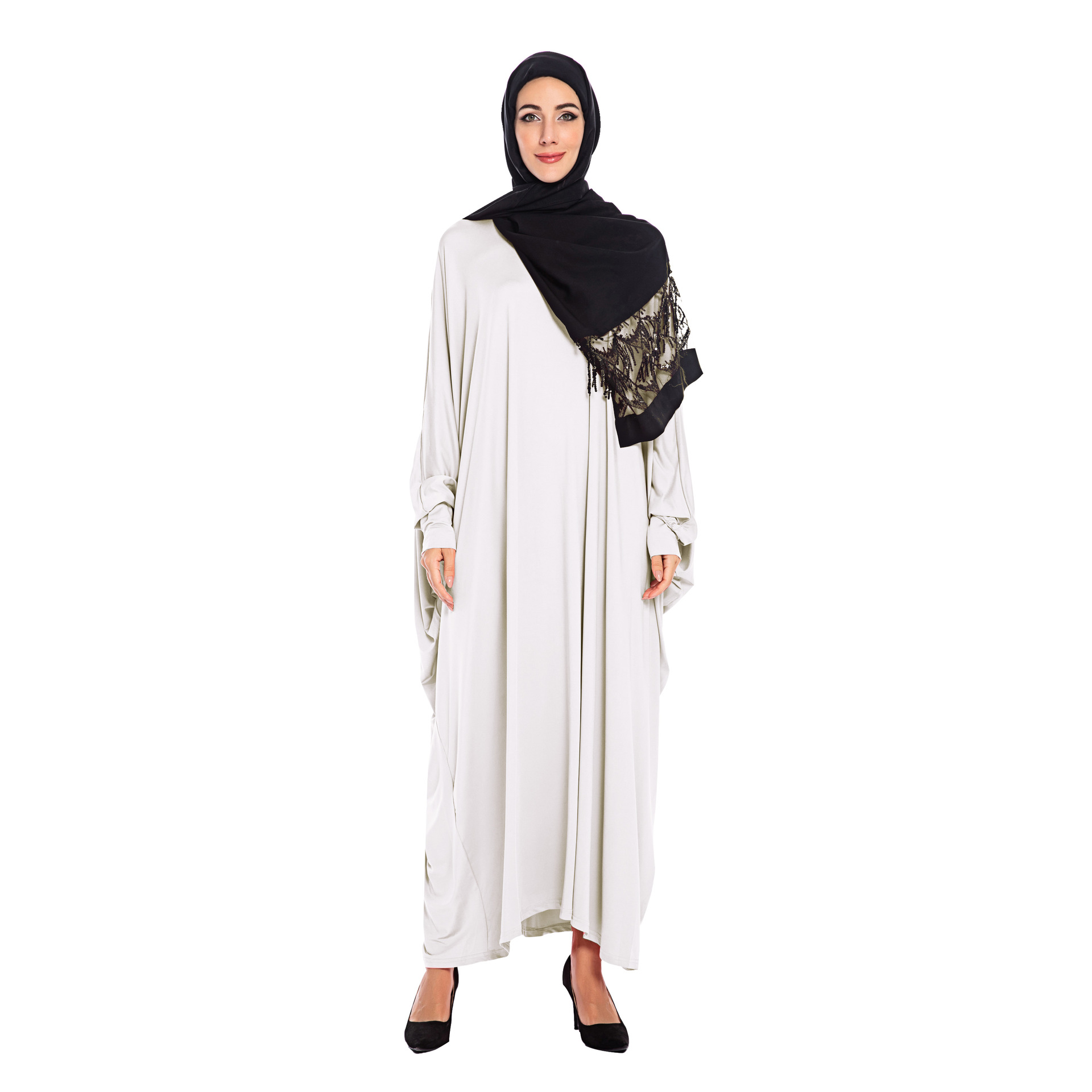 Popular leisure pure color round collar Arab women burqa