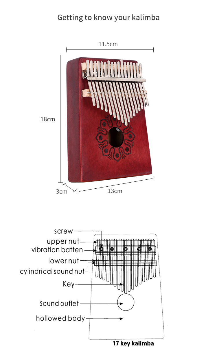 Custom children's 17-key African thumb piano