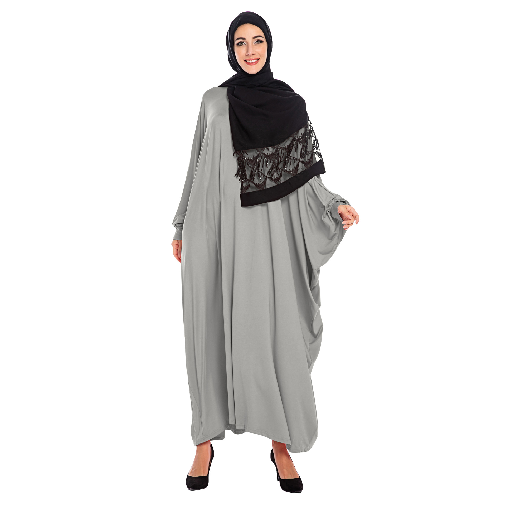 Popular leisure pure color round collar Arab women burqa
