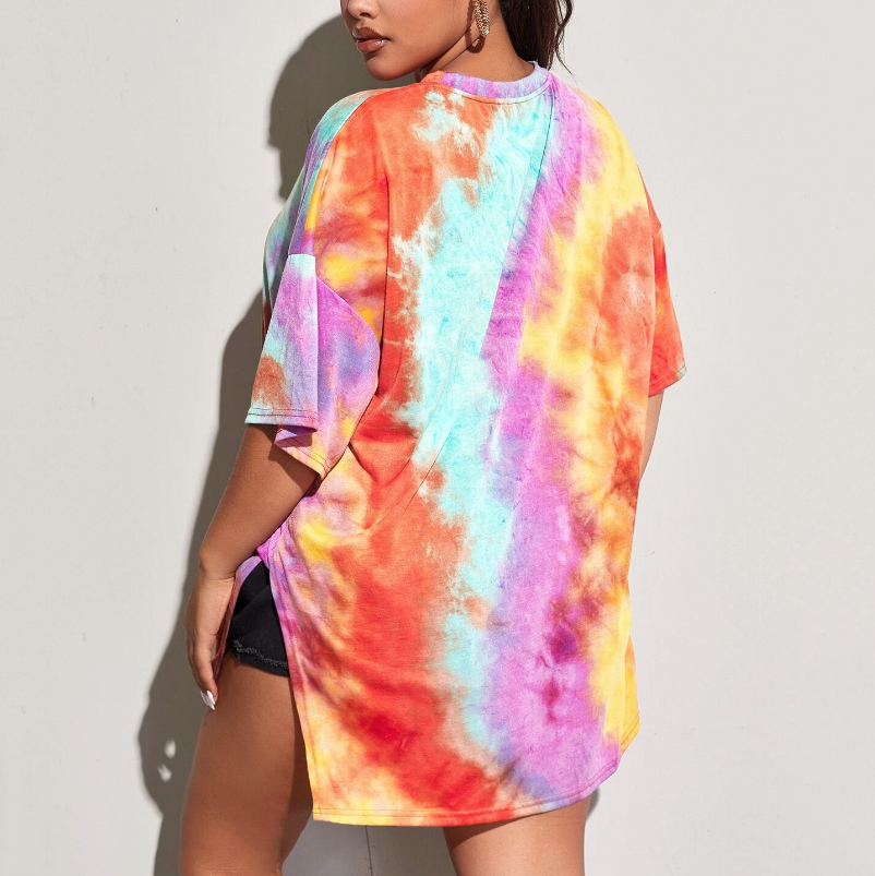 New PLus-size hip-hop tie dyed African women's T-shirts