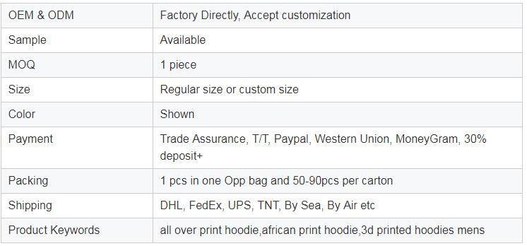 Custom 3D printing African men's hooded 