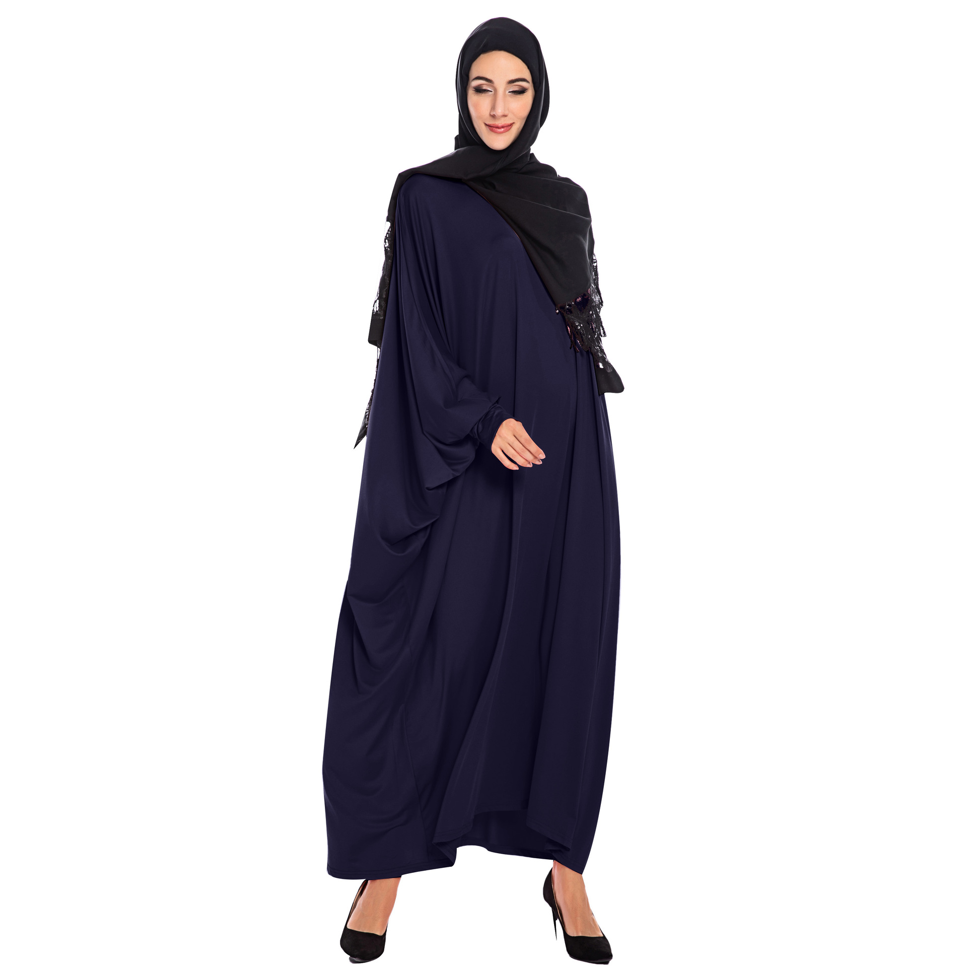 Popular leisure pure color round collar Arab women burqa