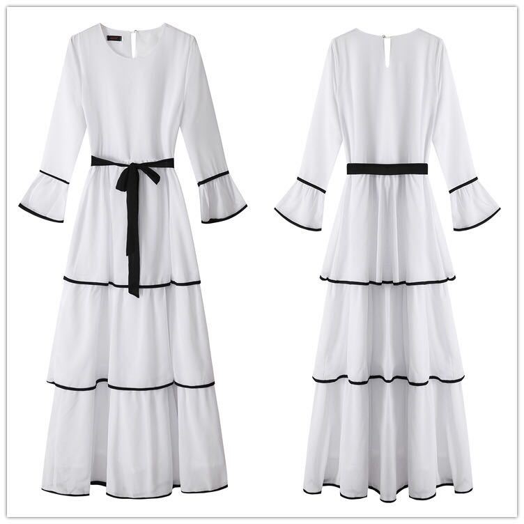 Muslim ethnic style plus-size women's dress Arabian fashion cake dress Dubai ankle length robe