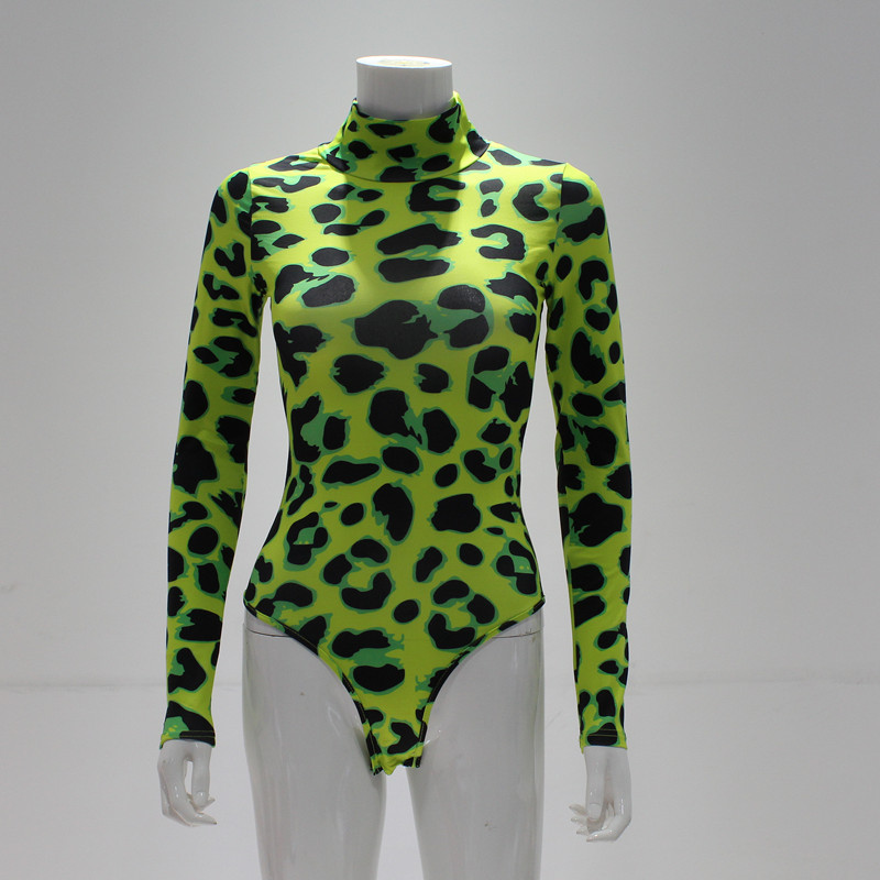 European and American fashion creative leopard print tight show thin sexy women onesie