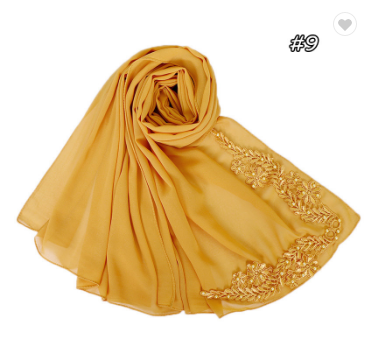 Embroidered printed pearl chiffon Arab women's scarf