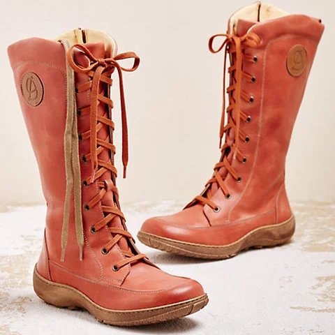 Waterproof lacing PU leather Middle East ladies boots