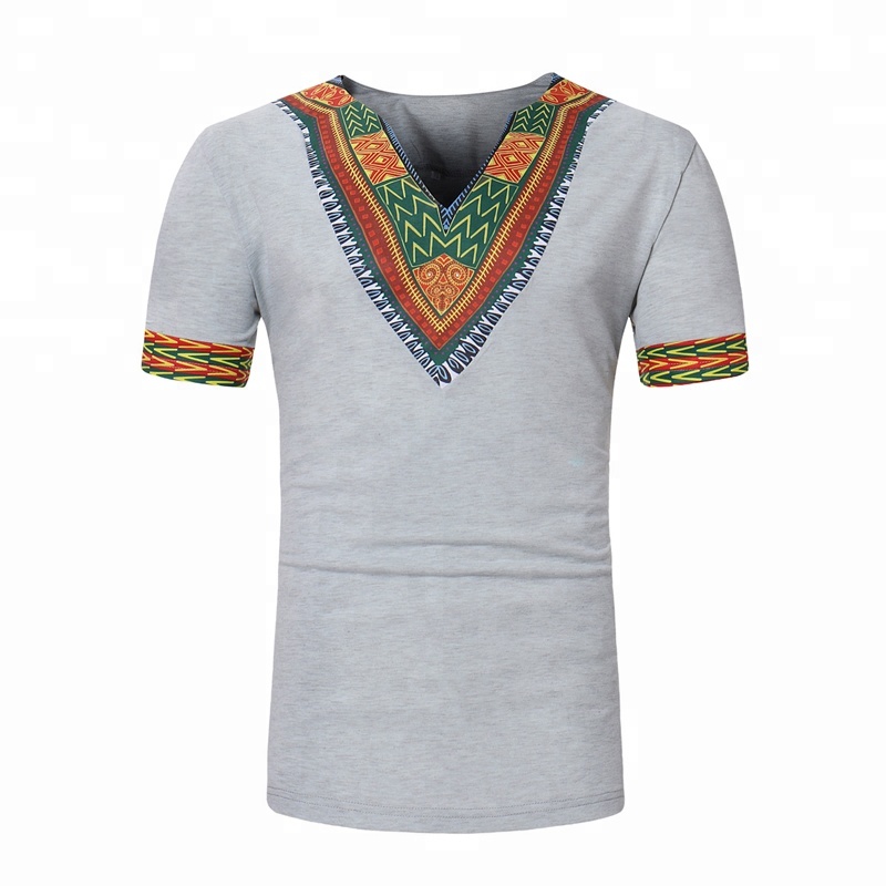 Hot sale Short sleeve men`s African print tshirt