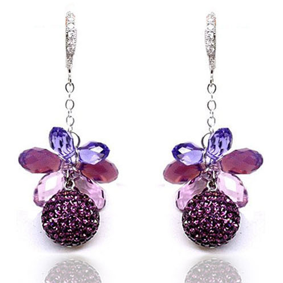 Bohemian long purple tassel earrings