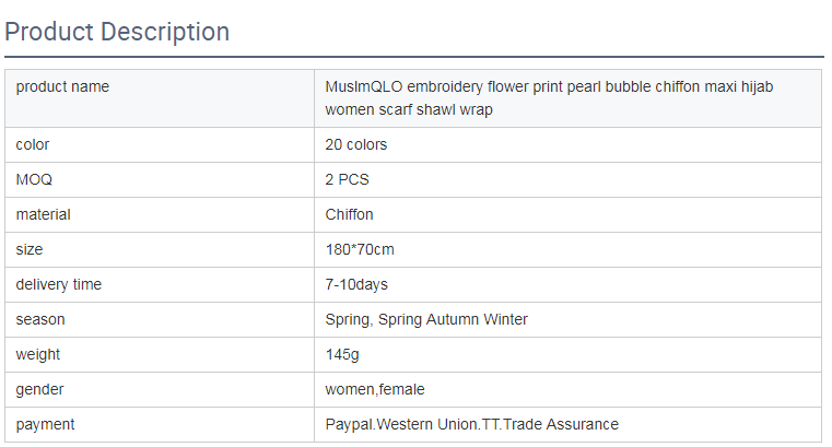 Embroidered printed pearl chiffon Arab women's scarf