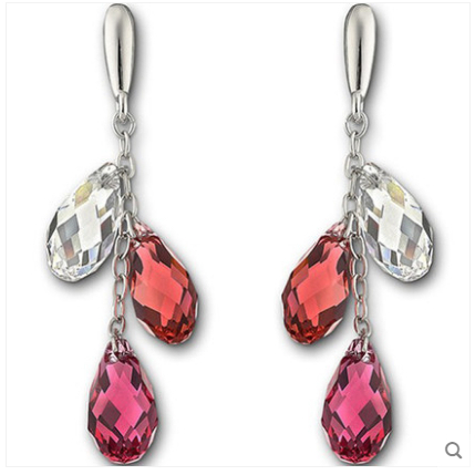 Lohman poem crystal female temperament of silver South Korea tassel earrings